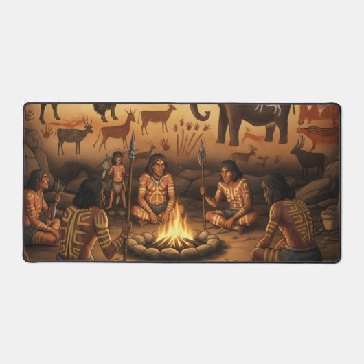 先史時代の絵を描洞窟のシーンデスクマット デスクマット (正面)