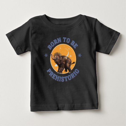 先史時代の誕生日おめでとう マンモスの赤ちゃん ベビーTシャツ (正面)