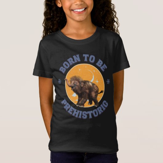 先史時代の誕生日おめでとう マンモスの赤ちゃん Tシャツ (正面)