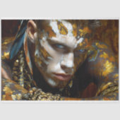 先史時代の部族の戦士ゴールデンアース絵を描 薄葉紙 (正面)