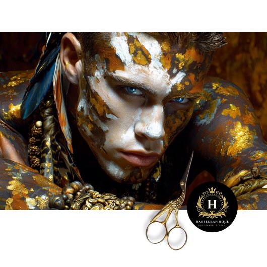 先史時代の部族の戦士ゴールデンアース絵を描 薄葉紙