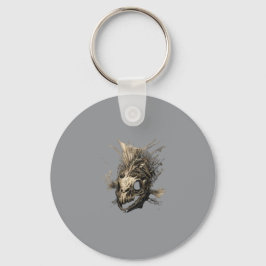 先史時代の魚の頭蓋骨 グランジ ダークアート キーホルダー