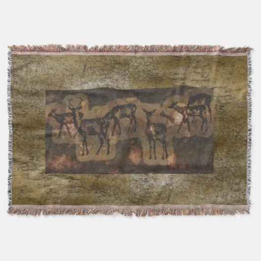 先史時代の鹿の野生動物の洞窟壁画 スローブランケット (正面)