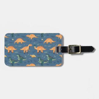 先史時代のtレックス恐竜のパターン ラゲッジタグ
