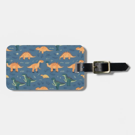 先史時代のtレックス恐竜のパターン ラゲッジタグ (正面横)