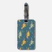 先史時代のtレックス恐竜のパターン ラゲッジタグ (裏面縦)