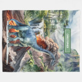 先史時代のTレックス恐竜ブランケットボーイズ誕生日 フリースブランケット (正面(横))