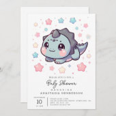 先史時代エレガントの恐竜の赤ちゃんシャワー 招待状 (正面/裏面)