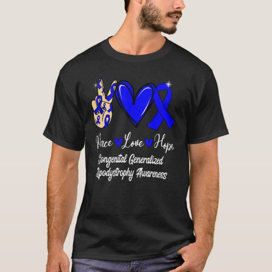 先天性全身性脂肪異栄養症CGL平和Lov Tシャツ (正面)