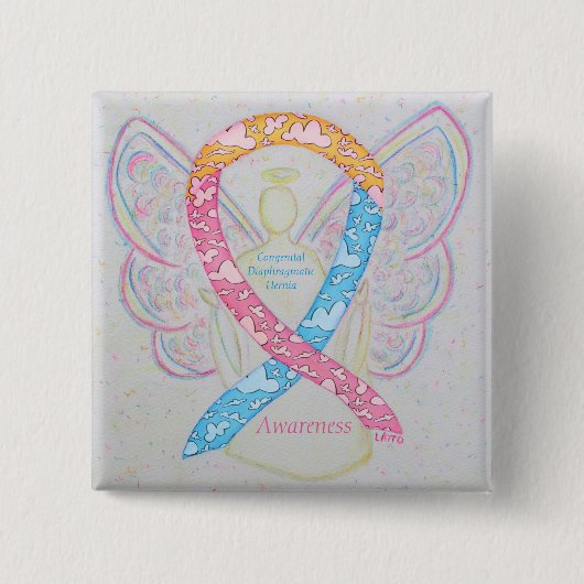 先天性横隔膜ヘルニアCDH認識度ピン 缶バッジ (正面)