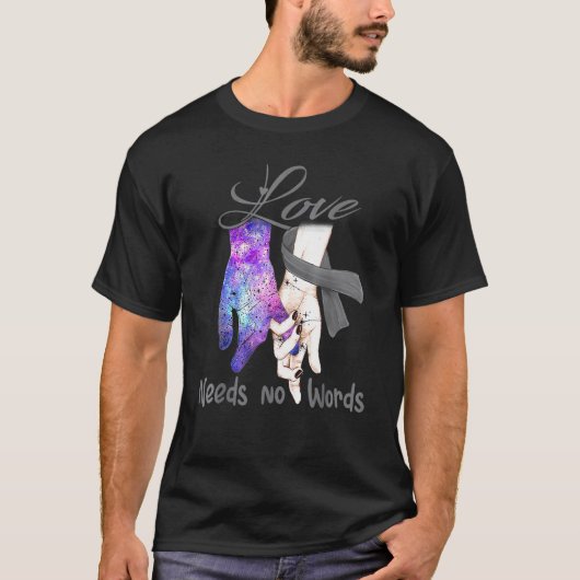 先天性白内障啓発グレー リボン ラブ ニーズ Tシャツ (正面)