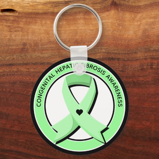 先天性肝線維症認識度ハート キーホルダー (正面)