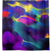 先天的で色鮮やかなレリーフ、 浮き彫り、青が優勢 シャワーカーテン (正面)