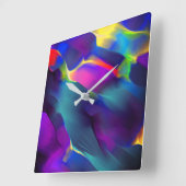 先天的で色鮮やかなレリーフ、 浮き彫り、青が優勢 スクエア壁時計 (傾斜)