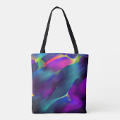 先天的で色鮮やかなレリーフ、 浮き彫り、青が優勢 トートバッグ (裏面)