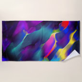 先天的で色鮮やかなレリーフ、 浮き彫り、青が優勢 ビーチタオル (正面)