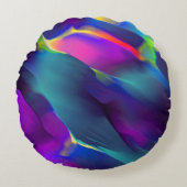 先天的で色鮮やかなレリーフ、 浮き彫り、青が優勢 ラウンドクッション (正面)