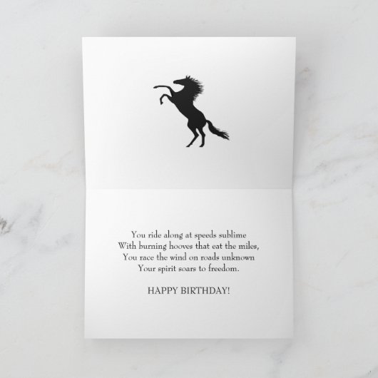 先夫の誕生日、アラビアの馬 カード (内部)