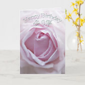 先妻、ピンクのバースデー・カードは上がりました カード (黄色い花)