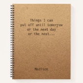 先延おもしろいパーソナライズされた期遅延 ノートブック (正面)