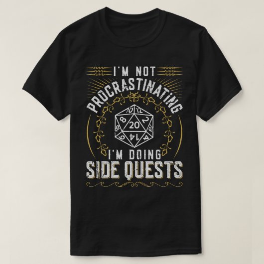先延ばしをしないサイドクエストRPG Ga Tシャツ (デザイン正面)