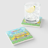 先生ありがとう名前をカスタムする|かわいいバスの動物たち ストーンコースター (横)