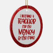 先生おもしろいことわざレッドグリッターツリー装飾 セラミックオーナメント (右)