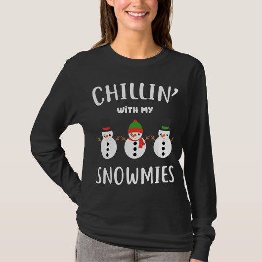 先生おもしろいギフトチリンと私の雪のクリスマス Tシャツ (正面)