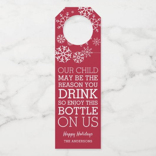 先生おもしろいクリスマスワインギフト ボトルネックタグ (正面)