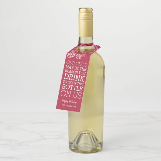 先生おもしろいクリスマスワインギフト ボトルネックタグ (アングル)