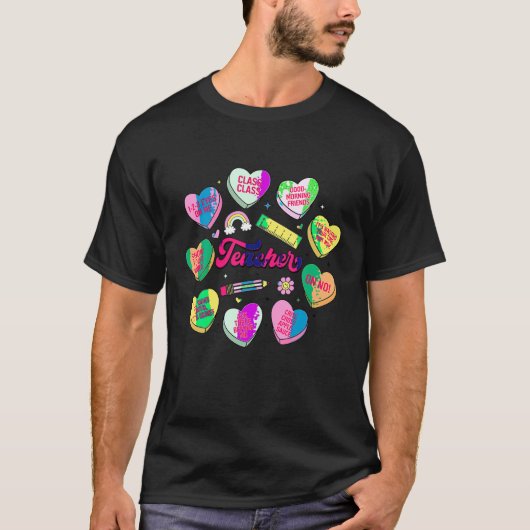 先生おもしろいハッピーバレンタインデー会話He Tシャツ (正面)