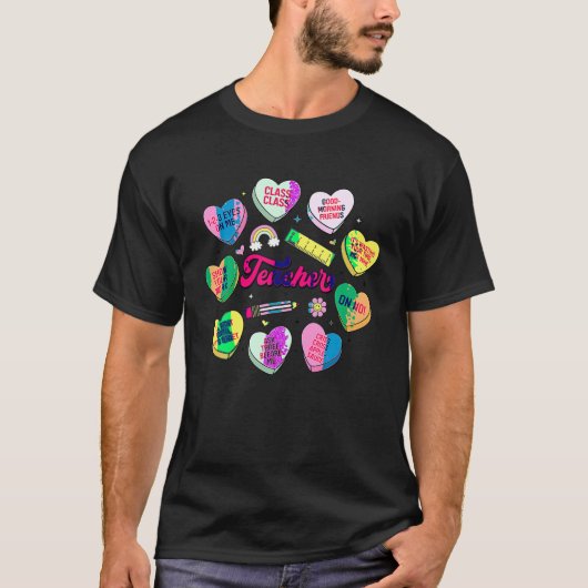 先生おもしろいハッピーバレンタインデー会話He Tシャツ (正面)