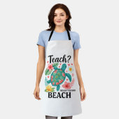 先生おもしろいビーチサマーカメ エプロン (着用した状態)