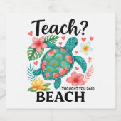 先生おもしろいビーチサマーカメ スパークリングワインラベル (シングルラベル)