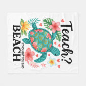 先生おもしろいビーチサマーカメ フリースブランケット (正面(横))