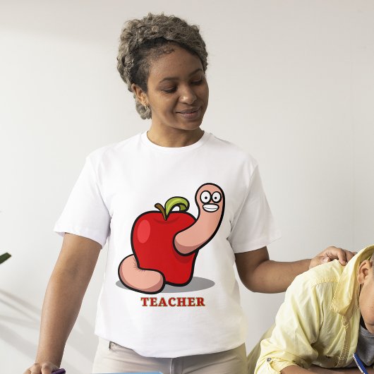 先生おもしろいワームinアップル賞ユニセックス tシャツ