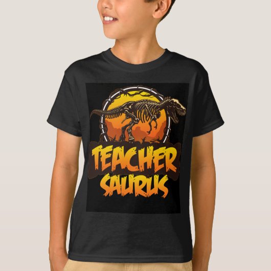 先生おもしろい先生デザインTレックス Tシャツ (正面)
