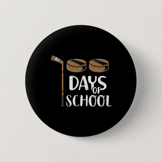 先生おもしろい100th Day Of Schoolホッケー 缶バッジ (正面)