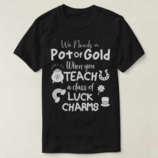先生おもしろいSt patricks day、ワンラッキー先生I Tシャツ (デザイン正面)