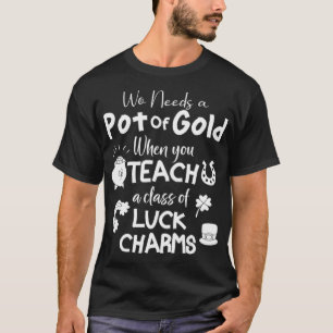 先生おもしろいSt patricks day、ワンラッキー先生I Tシャツ