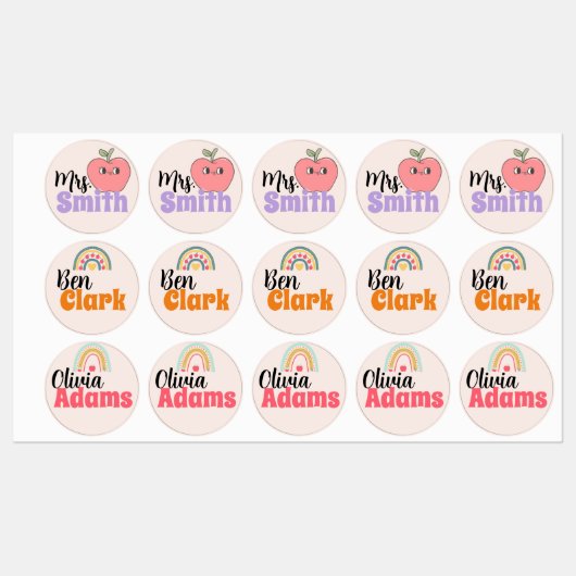 先生および学生用の教室名タグ ラベル (シート)