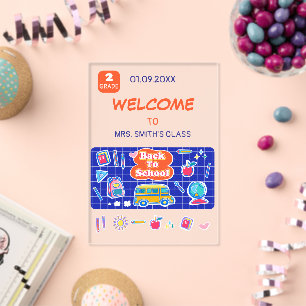 先生からのメッセージ「Happy First Day Of School!」 アクリル招待状