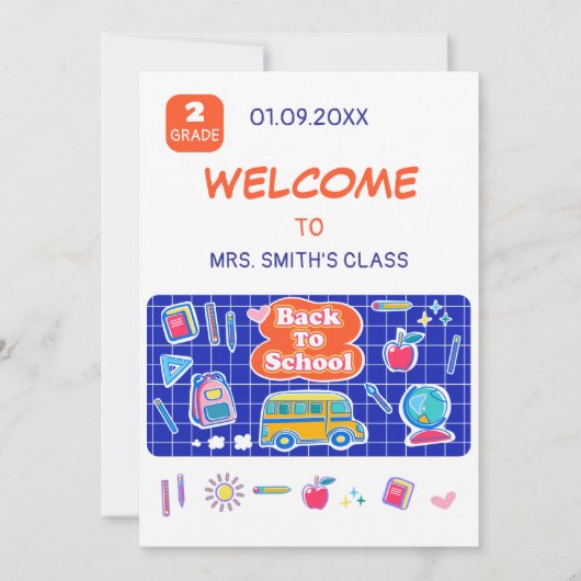 先生からのメッセージ「Happy First Day Of School!」 セーブザデート (正面)