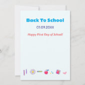 先生からのメッセージ「Happy First Day Of School!」 セーブザデート (裏面)