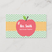 先生かわいいアップルシェブロンストライプズ 名刺 (正面)