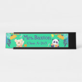 先生かわいい動物ジャングル教室の子供 デスクネームプレート (正面)