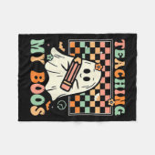 先生かわいい幽霊グルーヴィ先生ハロウィンティーチ フリースブランケット (正面(横))