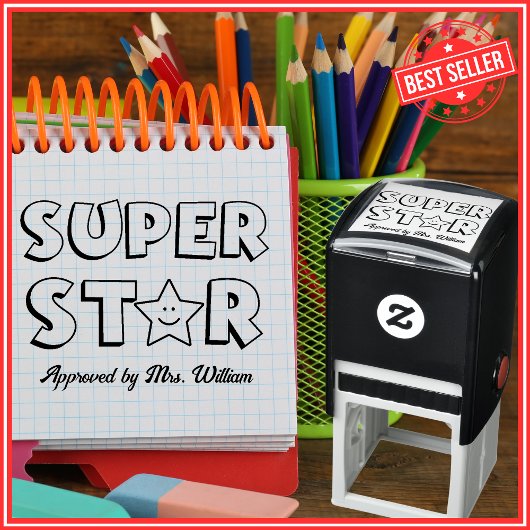 先生かわいい星賛美グレーディング勇気付けられる セルフインキングスタンプ