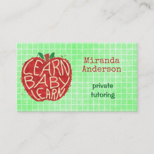 先生か家庭教師はベビーAppleおよび格子を学びます 名刺 (正面)