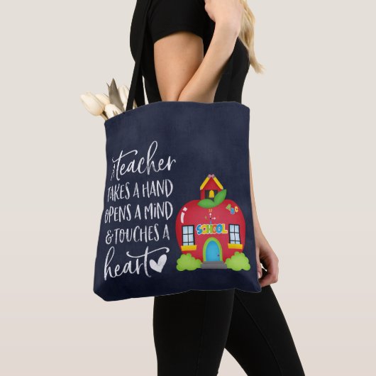 先生が手を取る トートバッグ (クローズアップ)